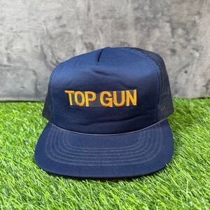 Vintage 1986 Top Gun Movie Trucker Hat Cap Navy Blue Adjustable MOJA Mens
